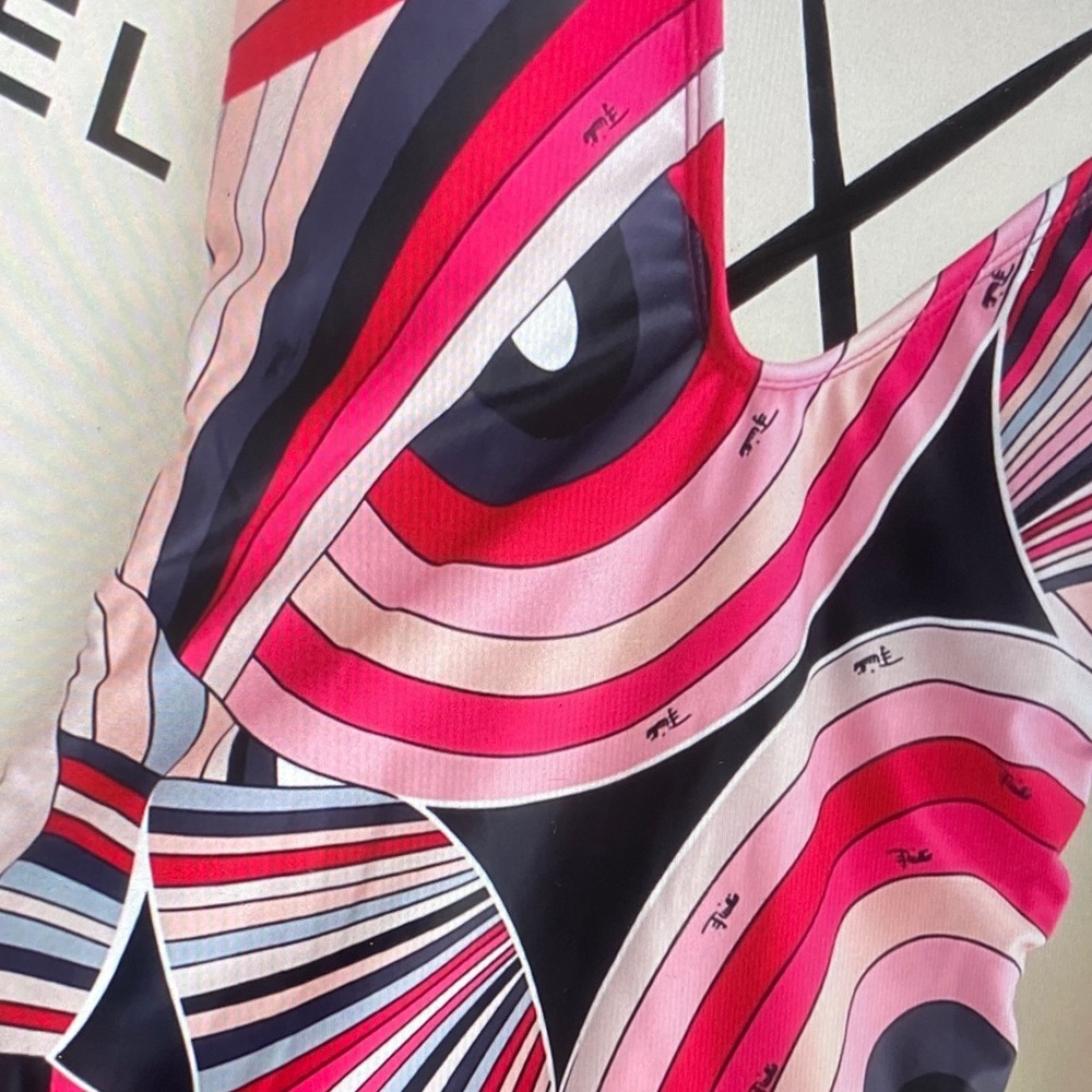 Emilio Pucci Pink Black Multicolor Graphic Print Bodysuit - Picture 4 of 10